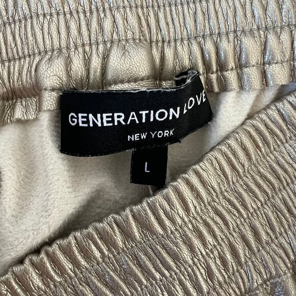 Generation Love Anthropologie Aidan Metallic Vegan Leather Jogger Pants Large - Picture 5 of 15